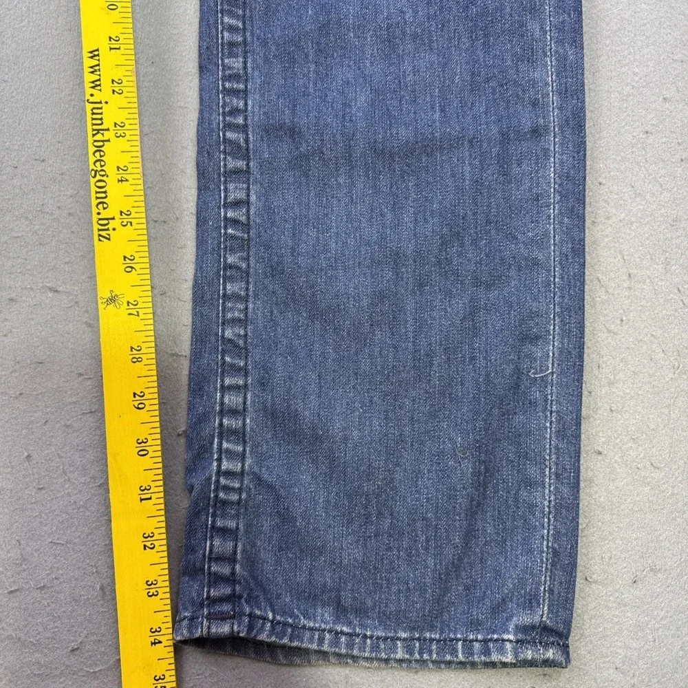 True Religion JEANS 36 Slim Fit Straight Blue Denim Flap Pockets Logo Button NWT